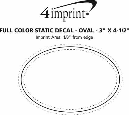 Imprint Area of Full Color Static Decal - Oval - 3" x 4-1/2"