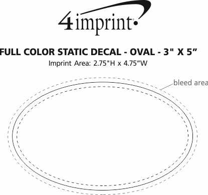 Imprint Area of Full Color Static Decal - Oval - 3" x 5"