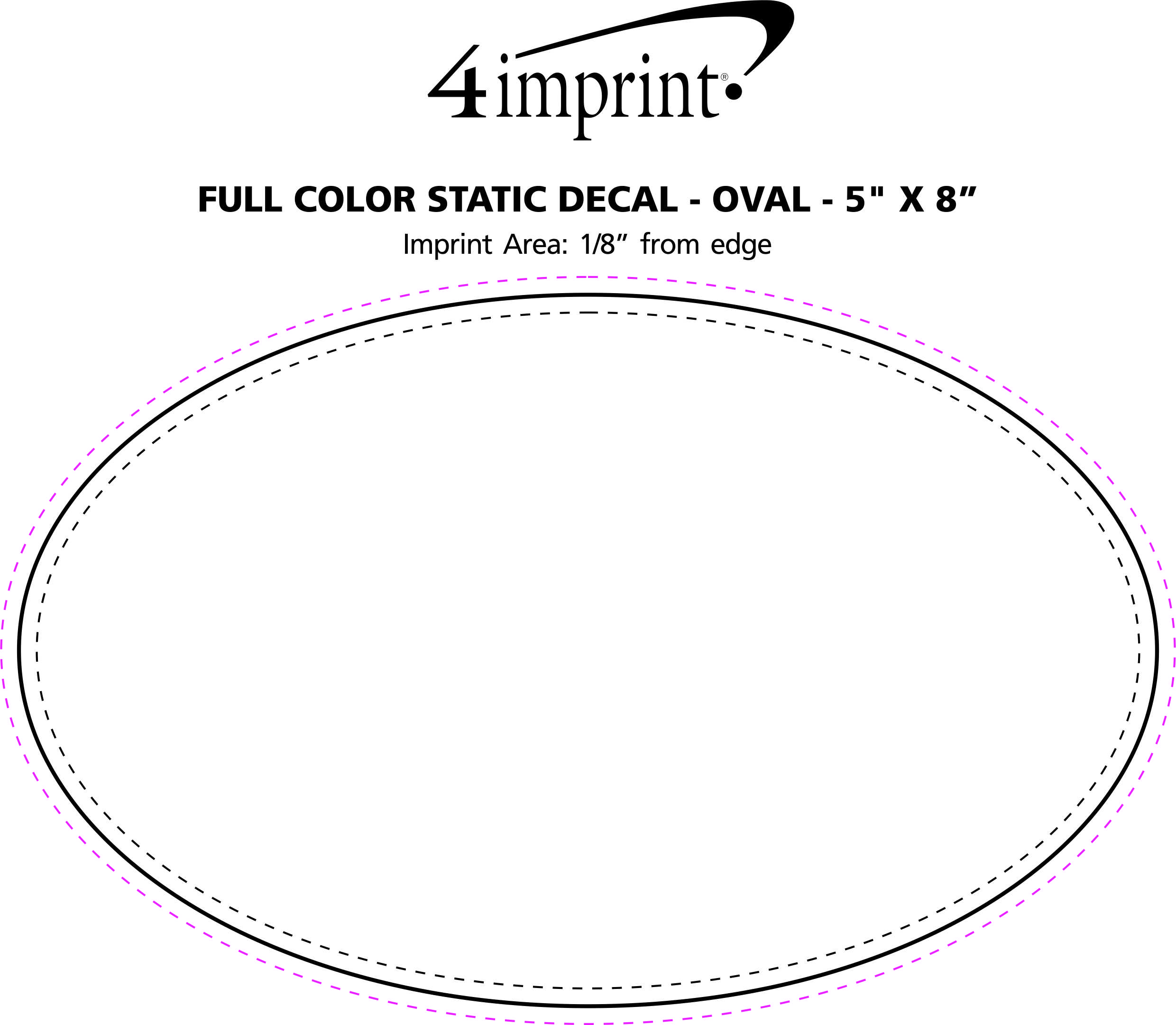 Imprint Area of Full Color Static Decal - Oval - 5" x 8"