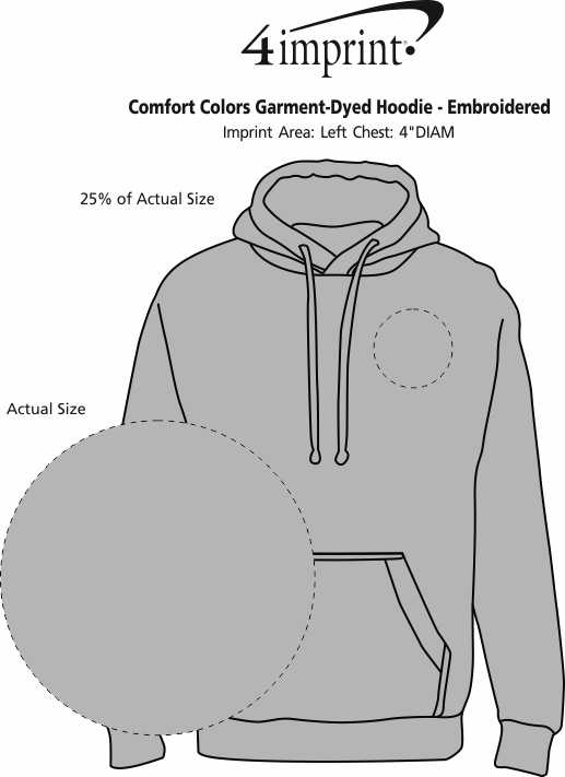 Imprint Area of Comfort Colors Garment-Dyed Hoodie - Embroidered
