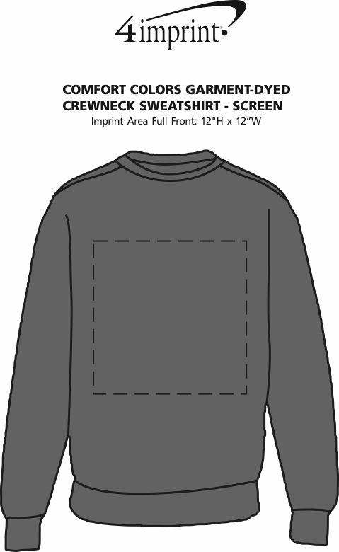 Imprint Area of Comfort Colors Garment-Dyed Crew Sweatshirt - Screen