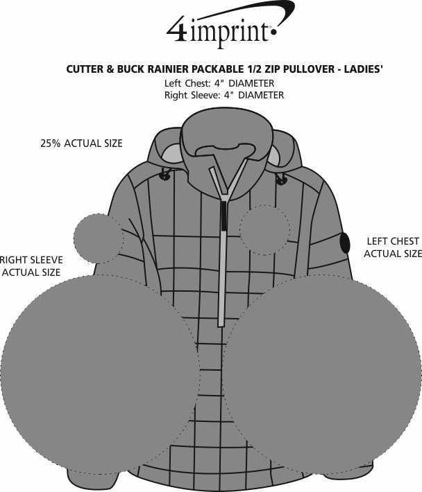 Imprint Area of Cutter & Buck Rainier Packable 1/2-Zip Pullover - Ladies'