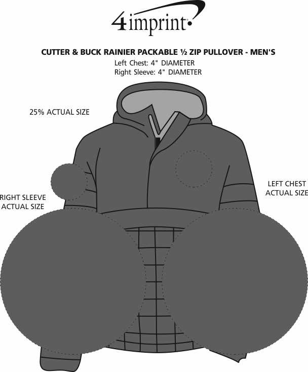 Imprint Area of Cutter & Buck Rainier Packable 1/2-Zip Pullover - Men's