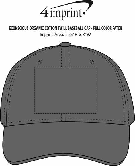 Imprint Area of Econscious Organic Cotton Twill Baseball Cap - Full Color Patch