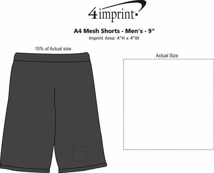 Imprint Area of A4 Mesh Shorts - Men's - 9"