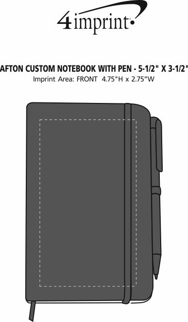 Imprint Area of TaskRight Afton Notebook with Pen - 5-1/2" x 3-1/2"
