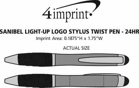 Imprint Area of Sanibel Light-Up Logo Stylus Twist Pen - 24 hr