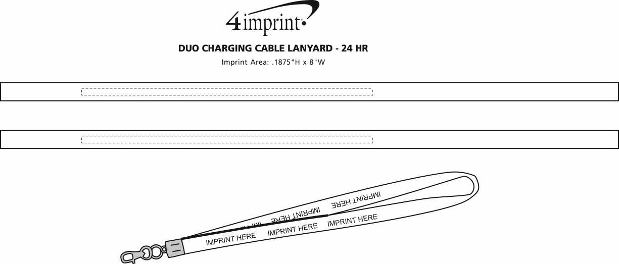 Imprint Area of Duo Charging Cable Lanyard - 24 hr
