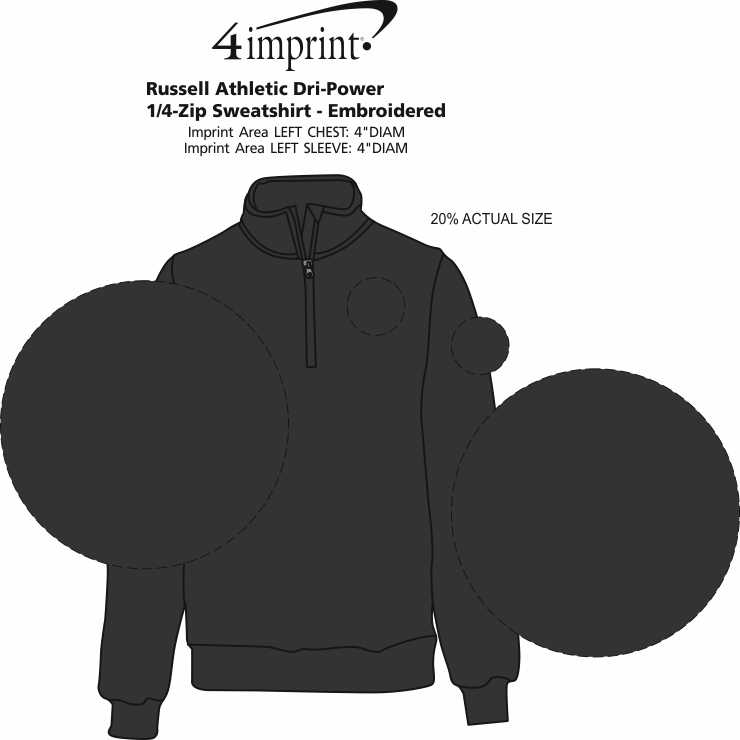 Imprint Area of Russell Athletic Dri-Power 1/4-Zip Sweatshirt - Embroidered