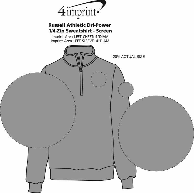 Imprint Area of Russell Athletic Dri-Power 1/4-Zip Sweatshirt - Screen