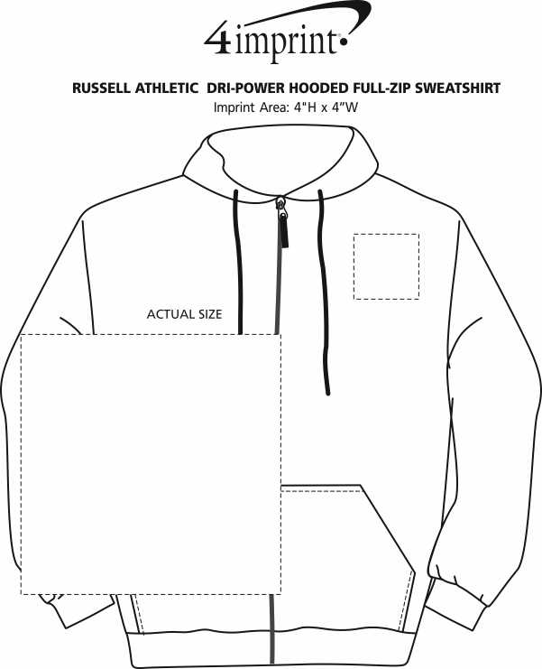 Imprint Area of Russell Athletic Dri-Power Hooded Full-Zip Sweatshirt - Screen