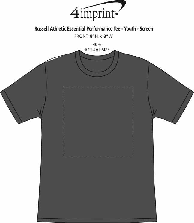 Imprint Area of Russell Athletic Essential Performance Tee - Youth - Screen