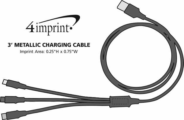 Imprint Area of 3' Metallic Charging Cable