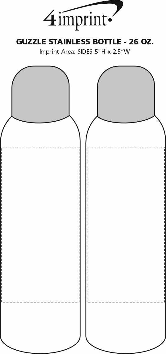 Imprint Area of Guzzle Stainless Bottle - 26 oz.