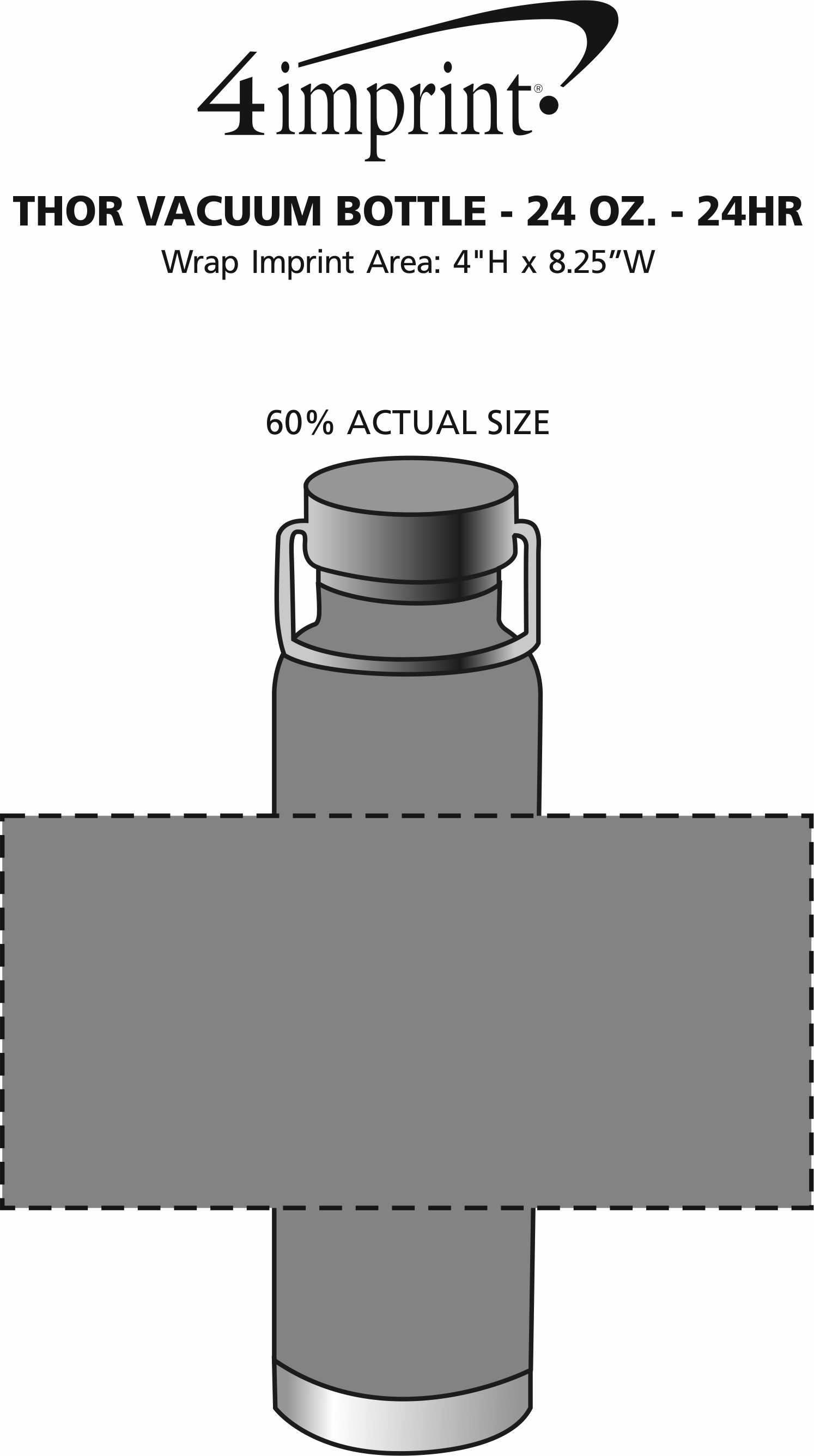 Imprint Area of Thor Vacuum Bottle - 24 oz. - 24 hr