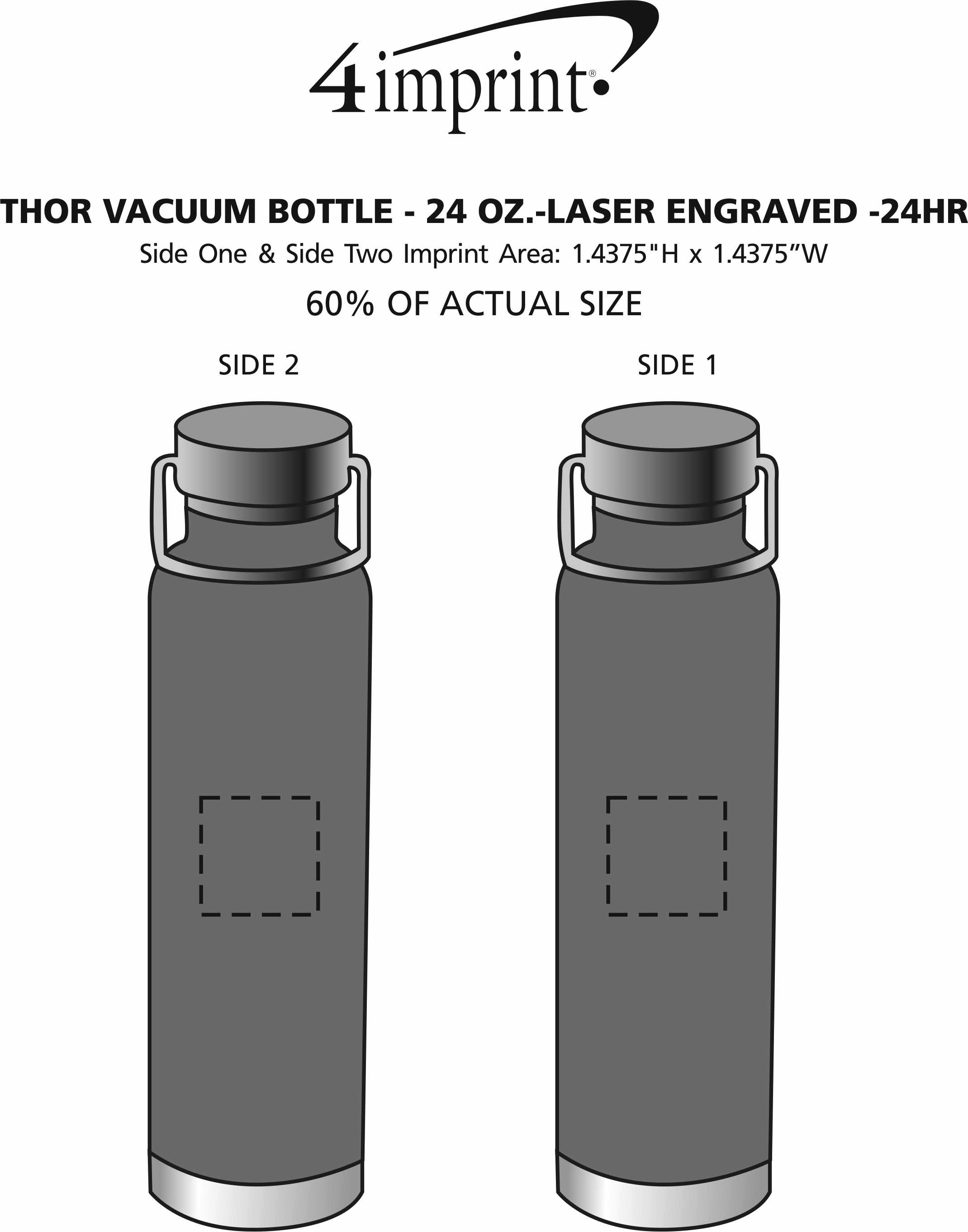 Imprint Area of Thor Vacuum Bottle - 24 oz. - Laser Engraved - 24 hr
