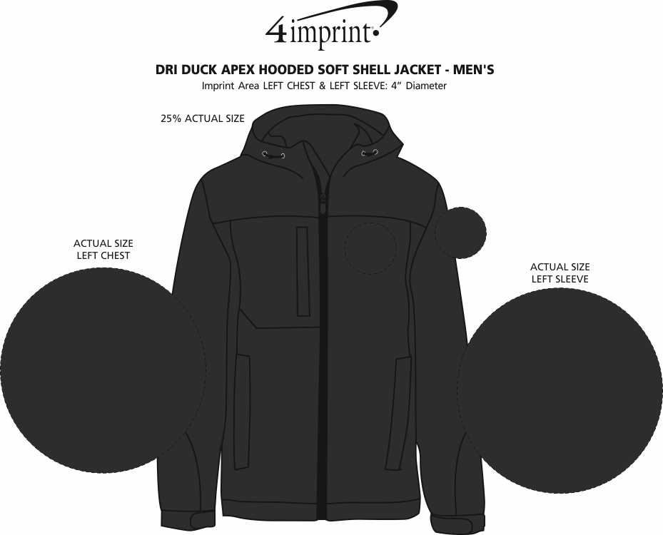 Imprint Area of DRI DUCK Apex Hooded Soft Shell Jacket - Men's