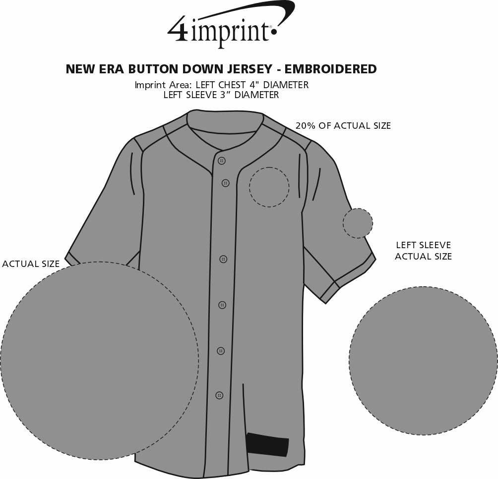 Imprint Area of New Era Button Down Jersey - Embroidered