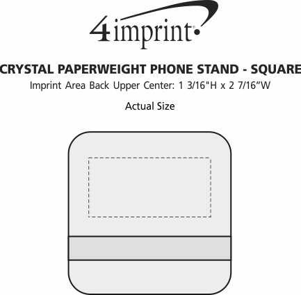 Imprint Area of Crystal Paperweight Phone Stand - Square
