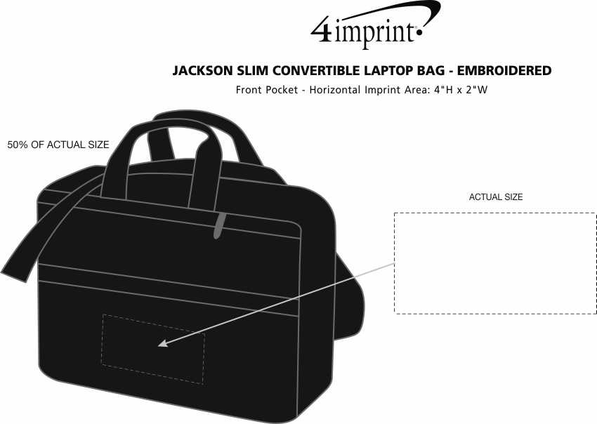 Imprint Area of Jackson Slim Convertible Laptop Bag - Embroidered