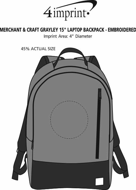 Imprint Area of Merchant & Craft Grayley 15" Laptop Backpack - Embroidered