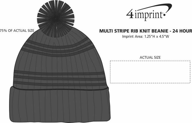 Imprint Area of Multi-Stripe Rib Knit Beanie -24 hr