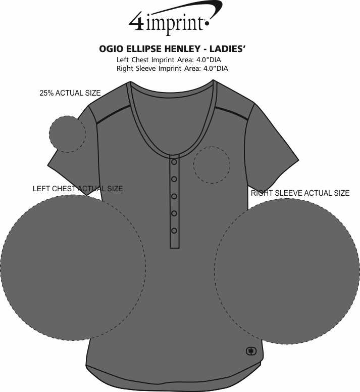 Imprint Area of OGIO Ellipse Henley - Ladies'
