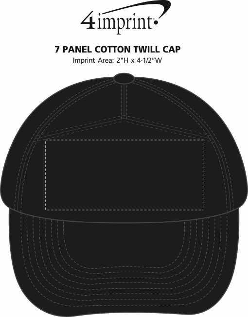 Imprint Area of 7 Panel Cotton Twill Cap
