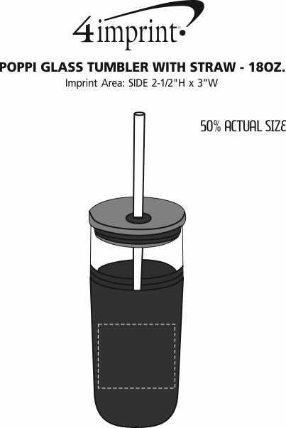 Imprint Area of Poppi Glass Tumbler with Straw - 18 oz.