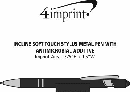 Imprint Area of Incline Soft Touch Stylus Metal Pen with Antimicrobial Additive