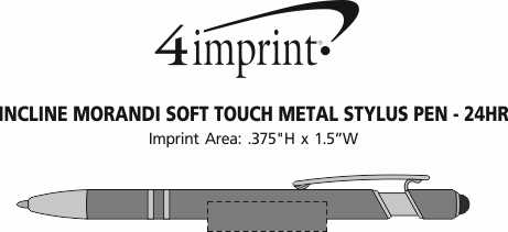 Imprint Area of Incline Morandi Soft Touch Stylus Metal Pen - 24 hr