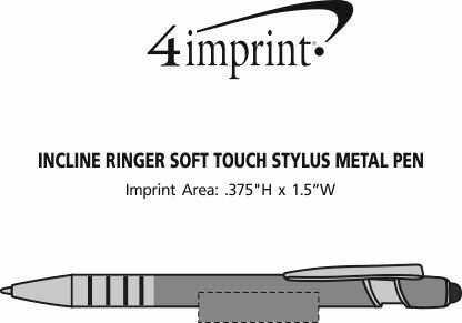 Imprint Area of Incline Ringer Soft Touch Stylus Metal Pen