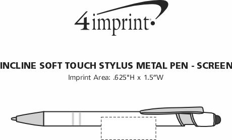 Imprint Area of Incline Soft Touch Stylus Metal Pen - Screen