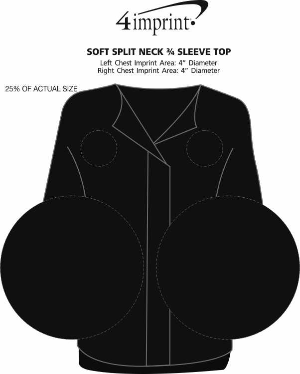 Imprint Area of Soft Split Neck 3/4 Sleeve Top