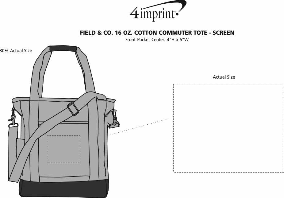 Imprint Area of Field & Co. 16 oz. Cotton Commuter Tote