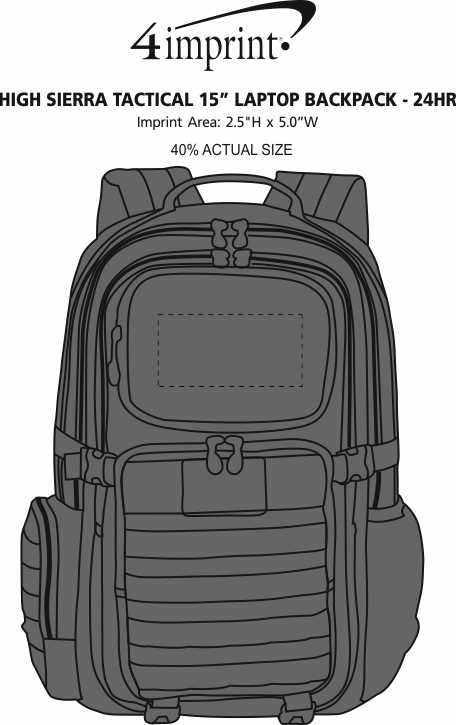 Imprint Area of High Sierra Tactical 15" Laptop Backpack - 24 hr