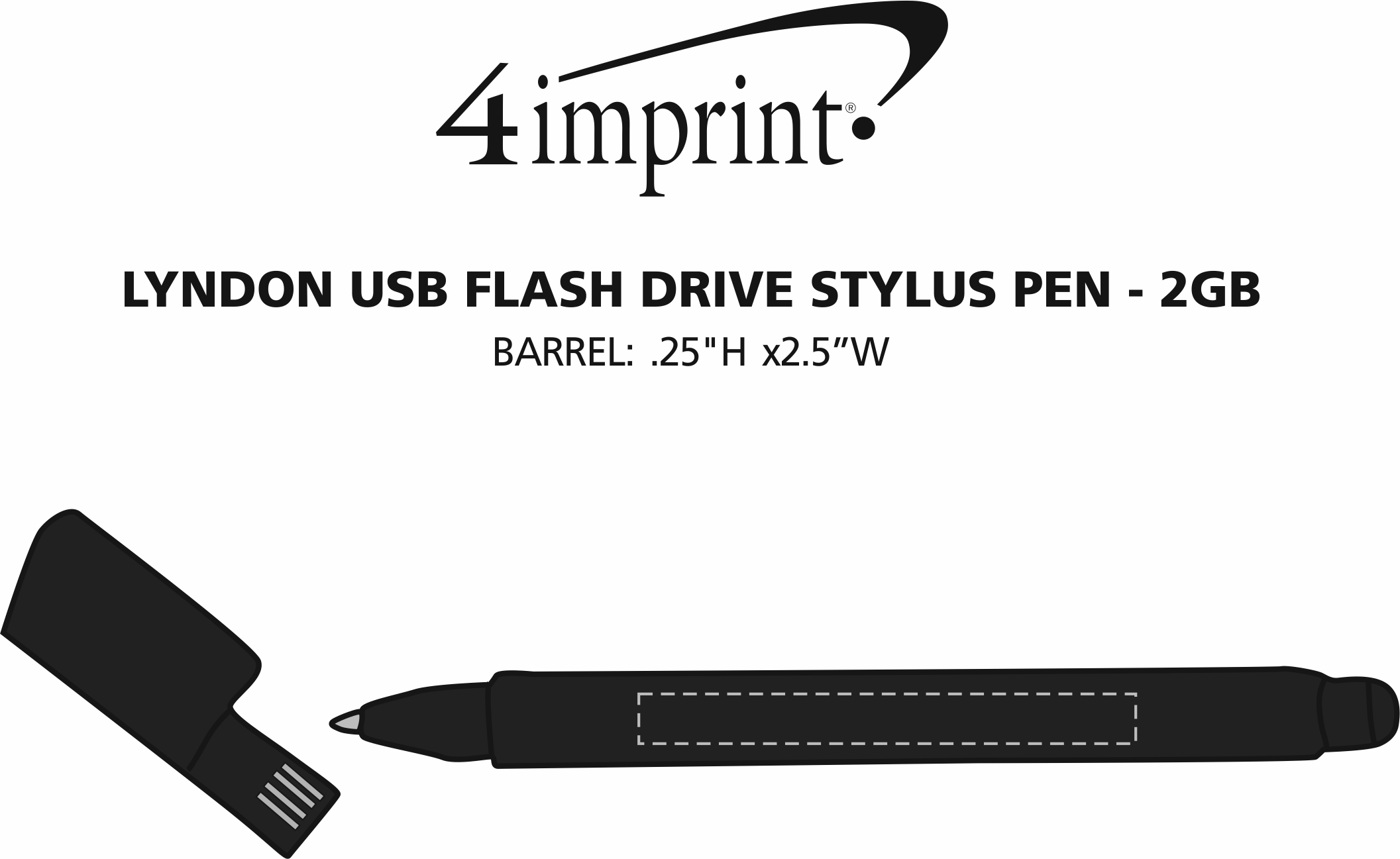Imprint Area of Lyndon USB Flash Drive Stylus Pen - 2GB