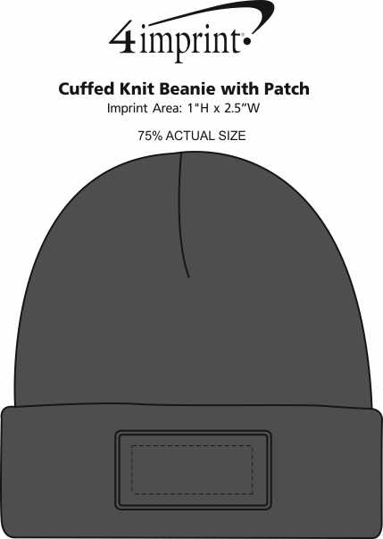 Imprint Area of Cuffed Knit Beanie with Patch
