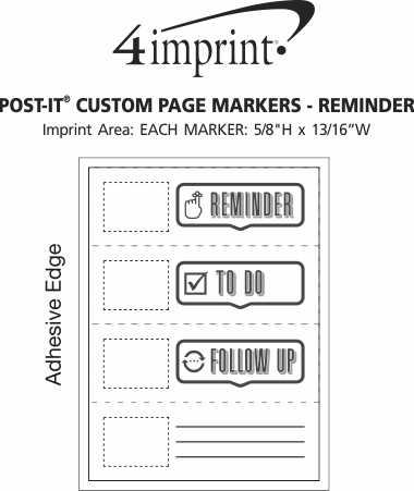 Imprint Area of Post-it® Custom Page Markers - Reminder