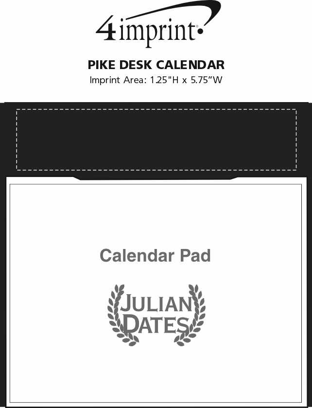 Imprint Area of Pike Desk Calendar