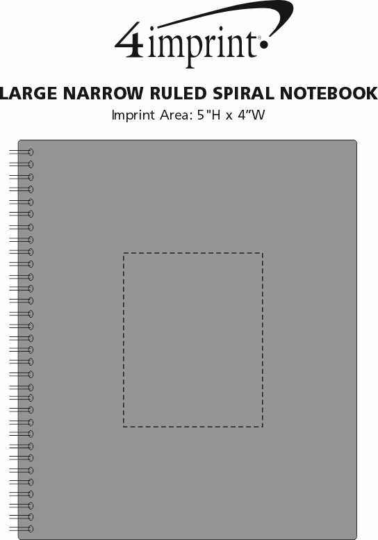 Imprint Area of Large Narrow Ruled Spiral Notebook - 24 hr
