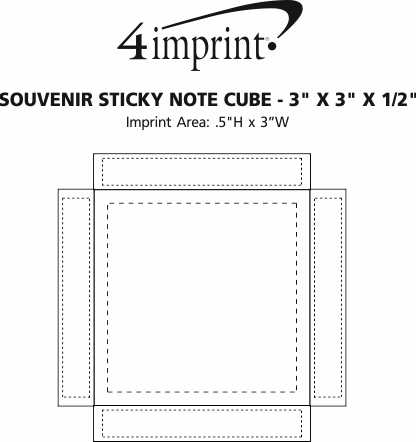 Imprint Area of Souvenir Sticky Note Cube - 3" x 3" x 1/2"