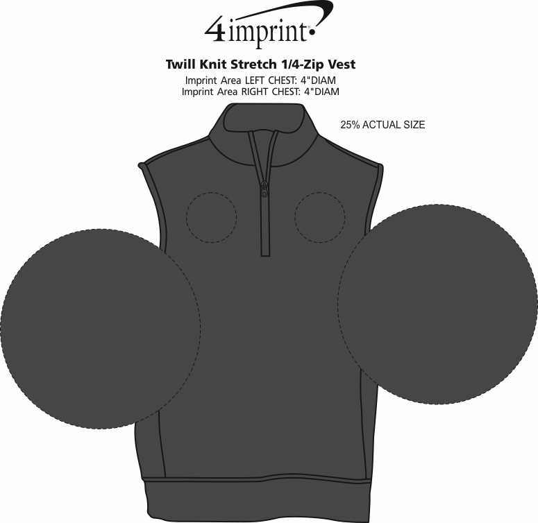 Imprint Area of Twill Knit Stretch 1/4-Zip Vest