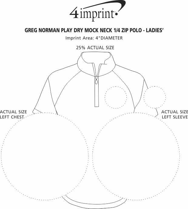 Imprint Area of Greg Norman Play Dry Mock Neck 1/4-Zip Polo - Ladies'