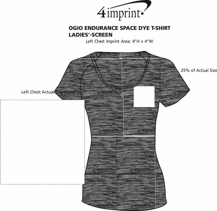 Imprint Area of OGIO Endurance Space Dye T-Shirt - Ladies' - Screen