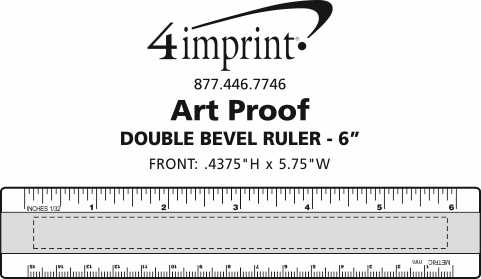 Imprint Area of Double Bevel Ruler - 6"