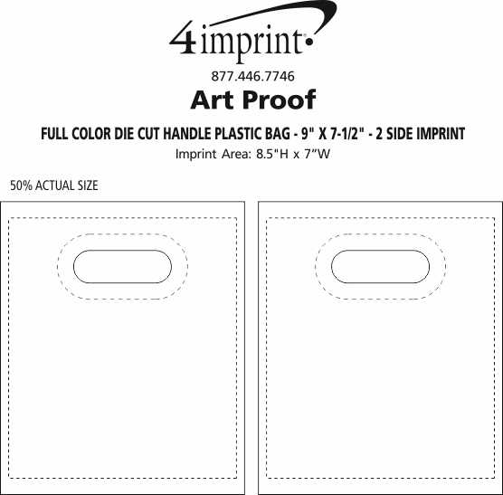 Imprint Area of Recyclable Full Color Die Cut Handle Plastic Bag - 9" x 7-1/2" - 2 Side Imprint