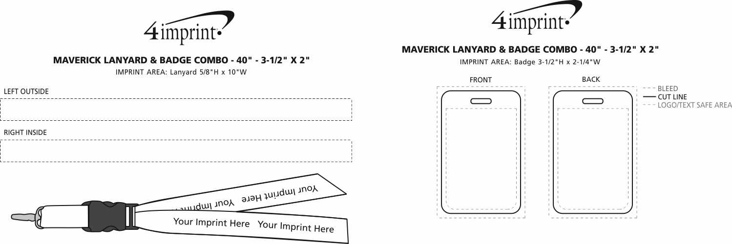 Imprint Area of Maverick Lanyard & Badge Combo - 40" - 3-1/2" x 2"