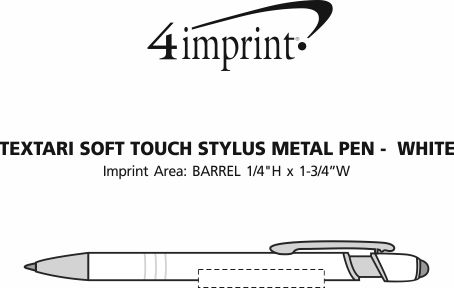 Imprint Area of Textari Soft Touch Stylus Metal Pen - White