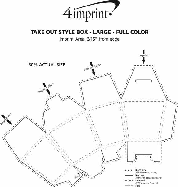 Imprint Area of Take Out Style Box - Large - Full Color